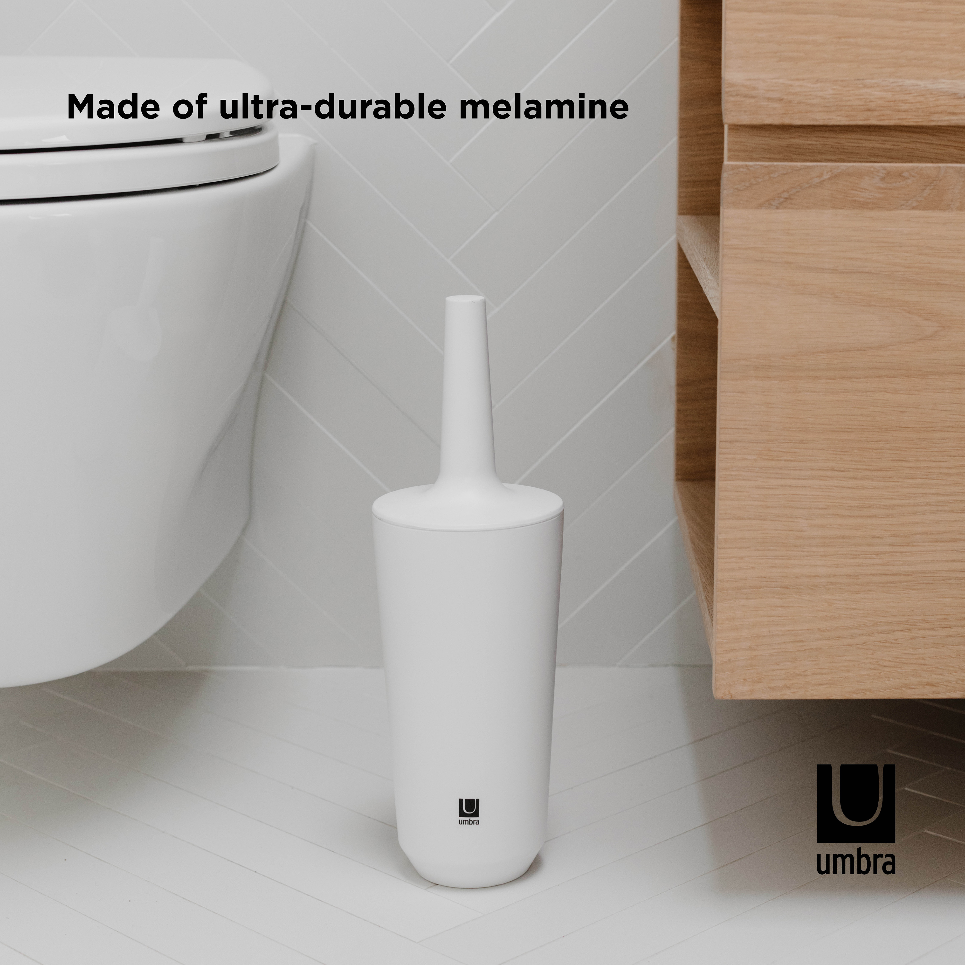 Umbra Corsa Toilet Brush and Holder Set Bathroom Soft Bristle Cleaning Brush Set - Picture 8 of 12