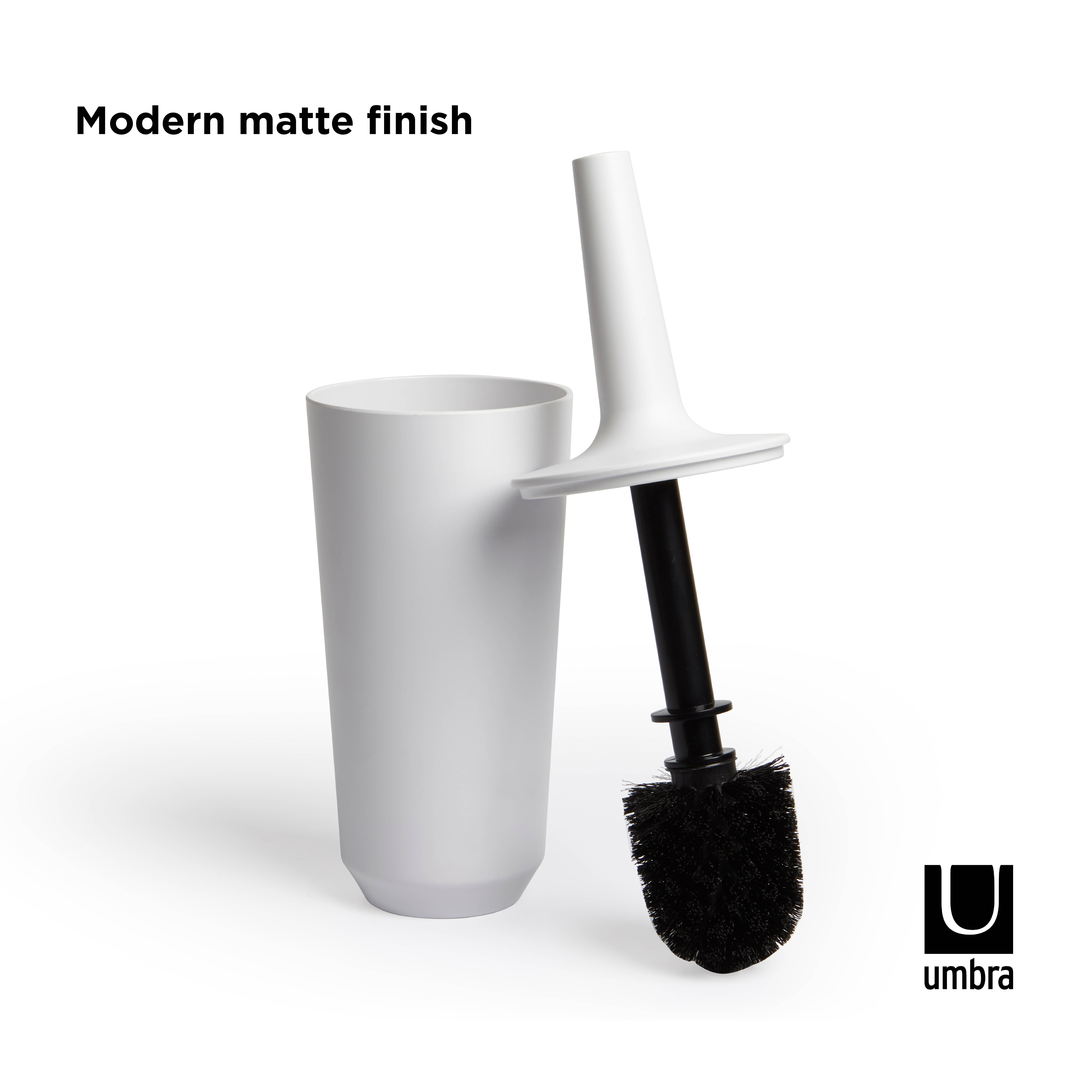 Umbra Corsa Toilet Brush and Holder Set Bathroom Soft Bristle Cleaning Brush Set - Picture 10 of 12