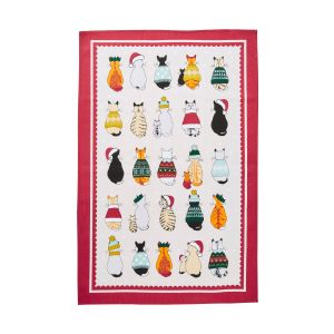 Ulster Weavers Christmas Cats In Waiting Cotton Tea Towel 74x48x0.2cm