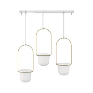 Umbra Triflora Hanging Planter White & Brass 64x15x110cm