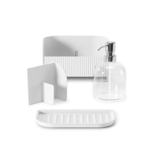 Umbra Sling Sink Caddy with Soap Pump White 16.8x20.8x18.5cm