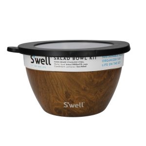 S'well Teakwood Salad Bowl Kit 1.9L Brown 20.8x19.10x11.7cm