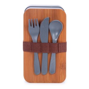 For The Earth Wheat Straw Bento Box With Cutlery (2 Asst) Assorted 18x9.2x10.5xcm