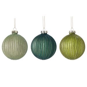 Rogue Fluted Ball Ornaments Asst. S3 Green 8x6x13cm