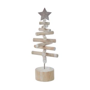 Rogue Wooden Tree with Star White 13x12x30cm