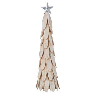 Rogue Wooden Tree with Star Natural 13x13x51cm