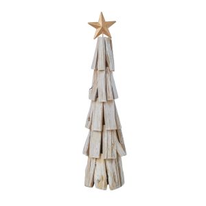 Rogue Wooden Tree with Star Natural 12x12x44cm