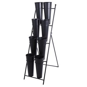 Rogue Flower Stand with 8 Buckets 41x70x135cm Black