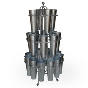 Rogue Flower Stand with 24 Buckets 82x82x151cm Silver