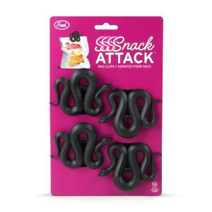 Fred Sssnack Attack Snake Bag Clips 4pcs Set Black 6x4x8cm