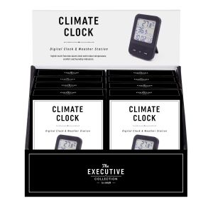 Is Gift Climate Clock - Digital Weather Station (8Disp) Black 8.2x1.9x12cm