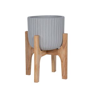Rogue Monroe Planter with Stand Light Grey/Natural 30x30x41cm
