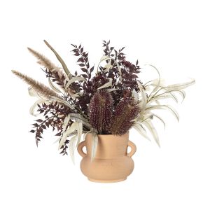 Rogue Autumn Banksia Mix-Toscana Pot Burgundy/Salmon 50x45x42cm