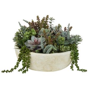 Rogue Succulent Garden-Textured Cement Pot Green/Cream 41x41x37cm