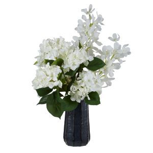 Rogue Hydrangea Orchid Mix-Beatrix Vase White & Dark Blue 45x32x64cm