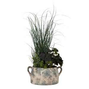 Rogue Grass Plant Foxtail Mix-Distressed Pot Green & Brown 33x33x69cm