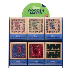 isGift Classic Wooden Mazes (6 Asst/18 Disp) Assorted 11.9x9.1x2.8cm