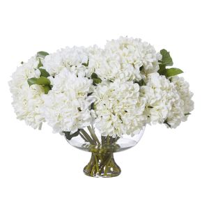 Rogue Garden Hydrangea Mix-Dahlia Bowl White & Glass 70x69x62cm