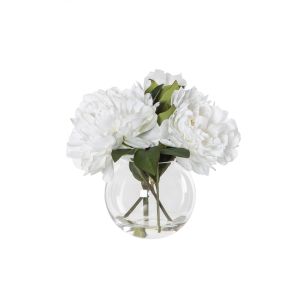 Rogue Heirloom Peony-Sphere Vase White/Clear 26x26x23cm