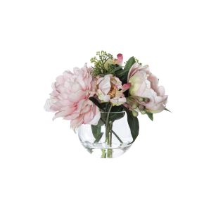 Rogue Peony Bouquet-Phoebe Sphere Vase Pink/Clear 25x25x20cm