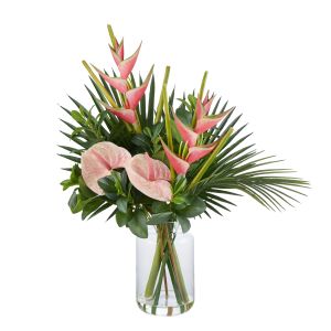Rogue Heliconia Mix-Pauline Vase Pink/Glass 60x37x82cm
