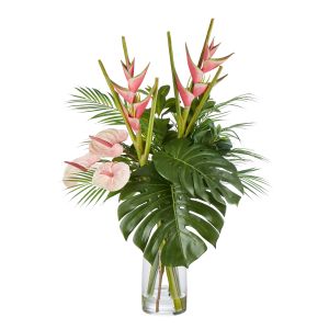 Rogue Heliconia Mix-Alana Vase Pink/Glass 70x55x96cm