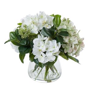 Rogue Hydrangea Mix-Garden Vase White/Glass 49x37x36cm