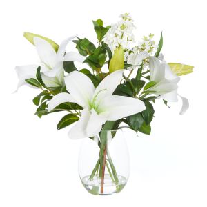 Rogue Casablanca Lily Garden Mix-Nara Vase White 43x43x49cm