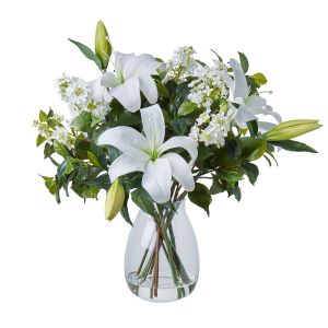 Rogue Casablanca Lily Garden Mix-Nara Vase White 69x58x65cm
