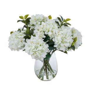 Rogue Hydrangea Garden Mix-Claire Vase White/Glass 54x56x56cm