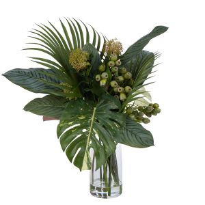 Rogue Tropical Foliage Mix-Alana Vase Green/Glass 92x58x78cm
