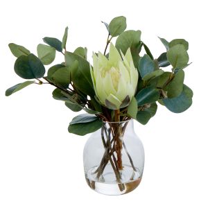 Rogue Protea Eucalyptus Mix-Adina Vase Soft Green/Glass 35x26x32cm