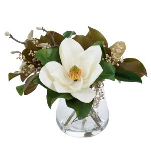 Rogue Grandiflora Magonlia-Tallie Vase White/Glass 54x52x35cm