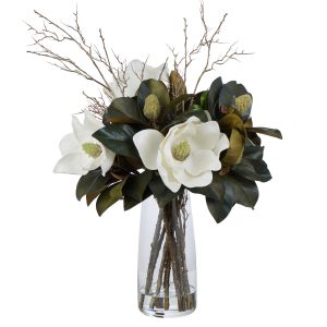 Rogue Magnolia Grandiflora-Alana Vase White/Glass 54x45x75cm