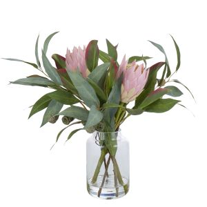 Rogue Native Protea Mix-Pauline Vase Pink/Glass 44x41x43cm