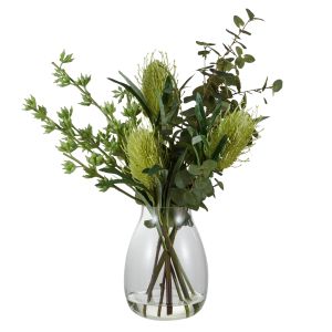 Rogue Banksia Eucalyptus Seed Spray Mix-Nara Vase Green 53x42x63cm