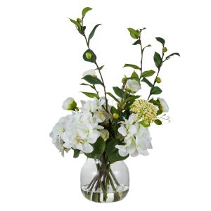 Rogue Hydrangea Camelia Bud Mix-Adina Vase White 52x37x57cm