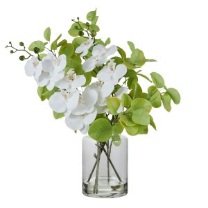 Rogue Phalaenopsis Smoke Leaf Mix-Pail Vase White 58x38x66cm