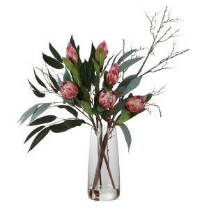 Rogue Protea Eucalyptus Mix-Alana Vase Pink 66x41x69cm