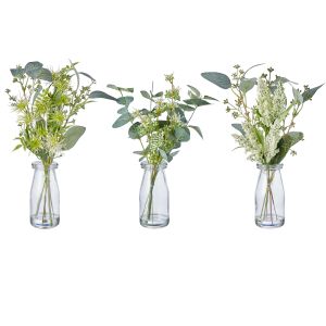 Rogue Foliage Mix-Glass Vases 3 Asst Pk 6 White 32cm