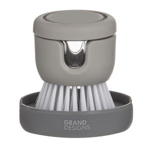 Grand Designs Kitchen Dish Brush with Soap Dispenser Grey & Green 9x9x9cm