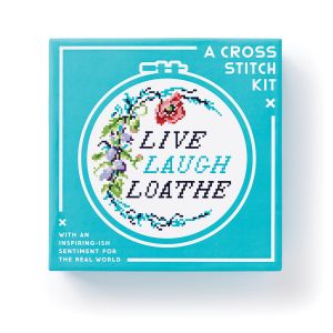 Brass Monkey Cross Stitch Live Laugh Multi-Coloured 19.5x19.5x4.5cm