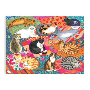 Galison Lounging Cats Puzzle-1000pc Multi-Coloured 68.6x50.8x0.2cm
