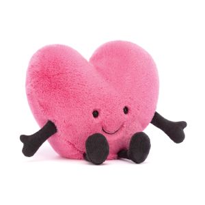 Jellycat Amuseables Pink Heart Large Hot Pink & Black 7x19x17cm