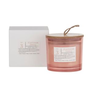 Amalfi Platinum Peony Scented Candle Jar Pink 9x9x8cm