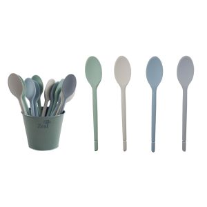 Zeal Classic Silicone Cook's Spoon 4 Asst Colours 5 Green/5 Cream/5 Pale Blue/5 Grey 30x5.5x1.5cm