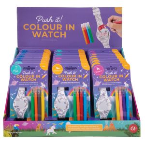 Is Gift Push It! Colour In LED Watch (4Asst/24Disp) Assorted 22.3x4x0.5cm