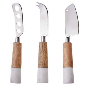 Academy Eliot Marble & Wood Cheese Knife 3pcs Set