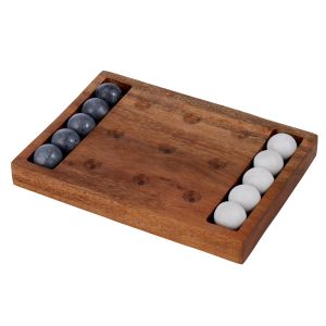 Academy Marble Naughts & Crosses Game White/Grey/Walnut 23x16.5x3.18 cm