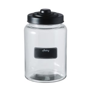 Academy Oversized Glass Jar with Matte Black Lid Clear 16x16x30cm/4100ml